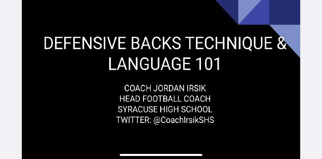 Defensive Backs Technique & Language 101