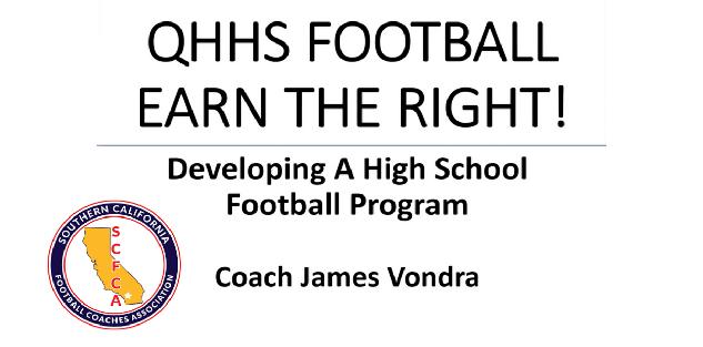 James Vondra- Developing a HS Football Program January-December