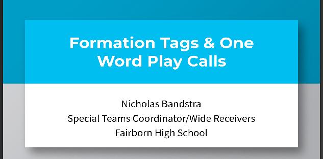 Formation Tags & One Word Play Calls