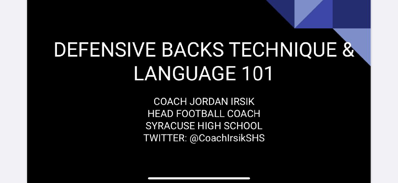 Defensive Backs Technique & Language 101