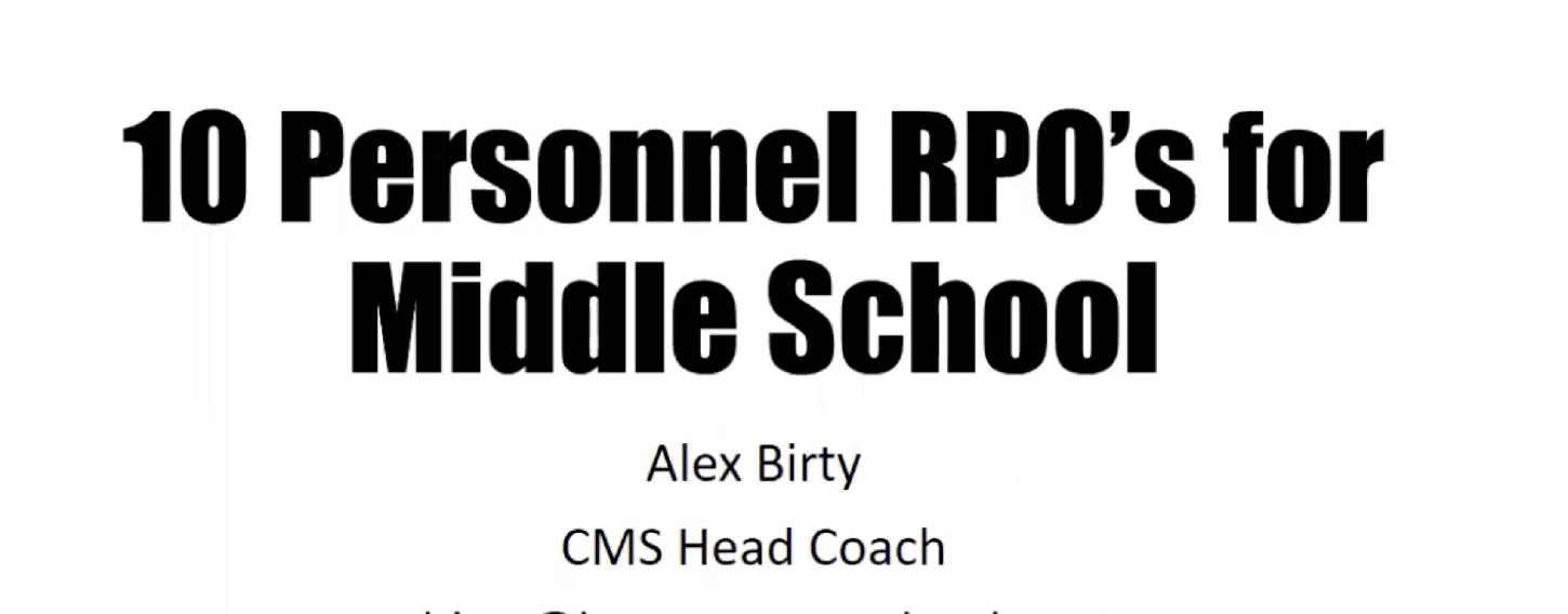 10 Personnel RPO`s for Middle School