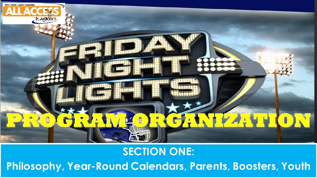 Program Organization: Philosophy, Calendars, Parents, Boosters, and Youth