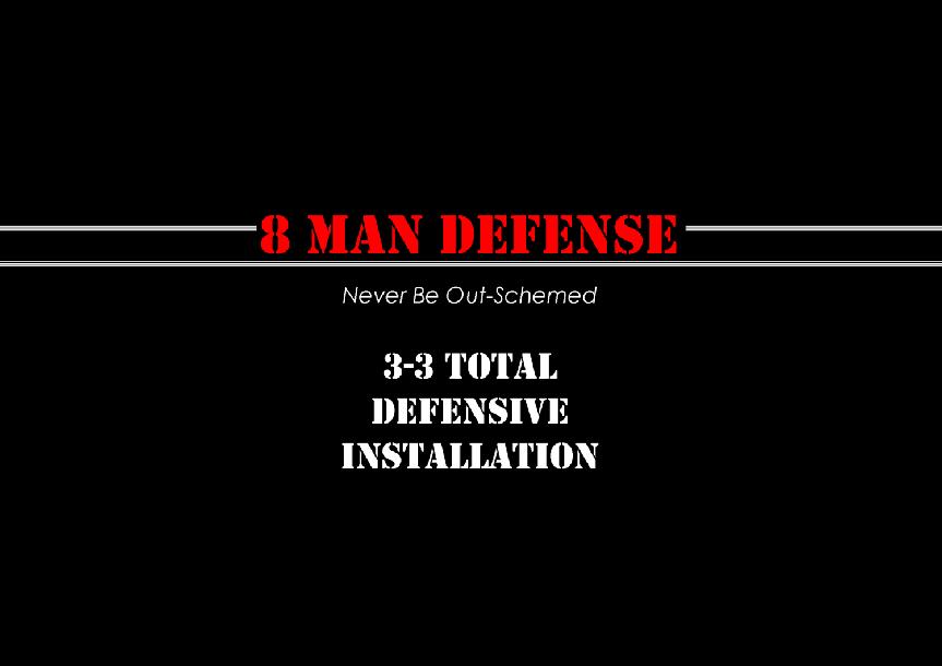 3-3 Total Defensive Installation Package for 8 Man Football